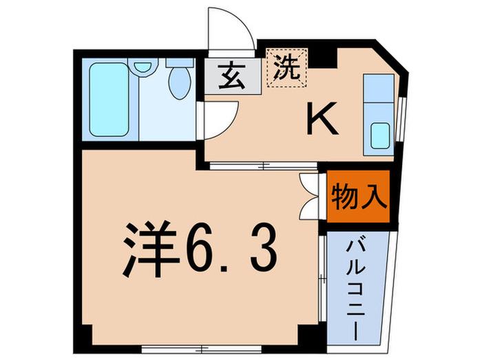 南部ビル(1K/3階)の間取り写真