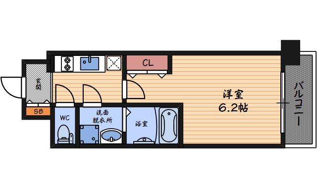 エスリード梅田グレイス(1K/9階)の間取り写真
