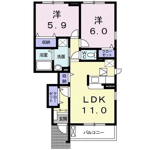 プランドール ソフィア(2LDK/1階)の間取り写真