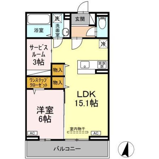 ローレルハイム(1SLDK/2階)の間取り写真