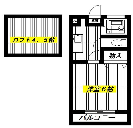 リベラル向山5(1K/1階)の間取り写真
