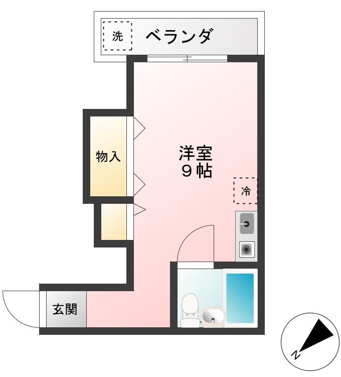 ハイツ小熊(ワンルーム/2階)の間取り写真