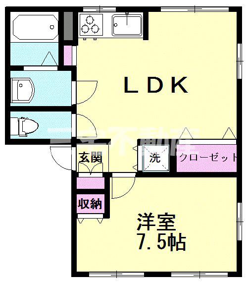 シティハイムりつりん(1LDK/2階)の間取り写真