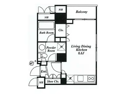 レジデンス広尾(ワンルーム/5階)の間取り写真