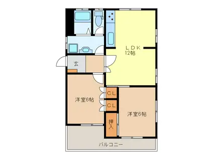 ROSEHIPS(2LDK/2階)の間取り写真