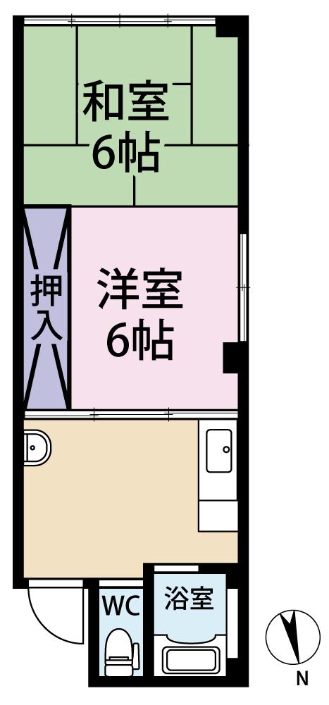 田内マンション(2DK/2階)の間取り写真