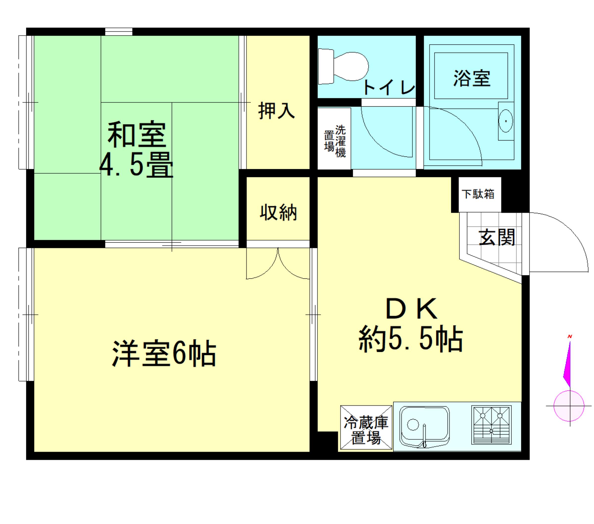 アリーナ茅ヶ崎(2DK/2階)の間取り写真