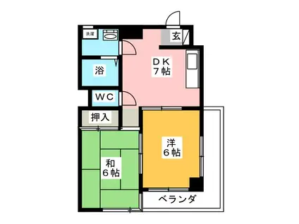 メゾン北栄(2DK/1階)の間取り写真