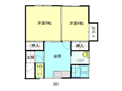 コーポ兼山(2DK/2階)の間取り写真