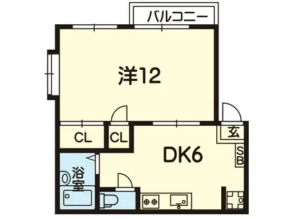まりんハイツII(1DK/1階)の間取り写真