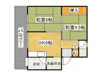 ビレッジハウス吉塚 2号棟(2DK/2階)の間取り写真
