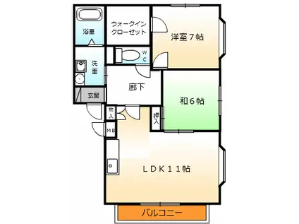 グランデ・グローブ(2LDK/2階)の間取り写真