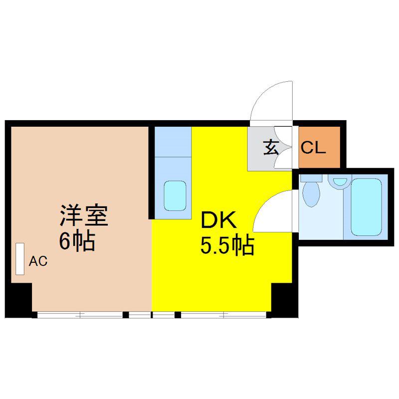 メゾン高野(1DK/2階)の間取り写真