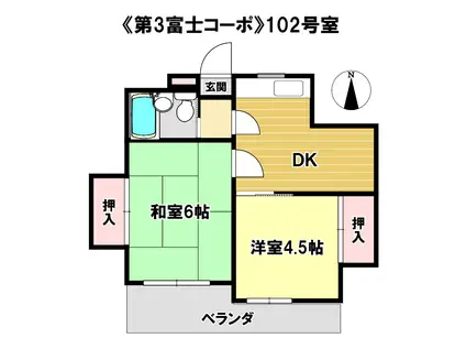第三冨士コーポ(2DK/1階)の間取り写真