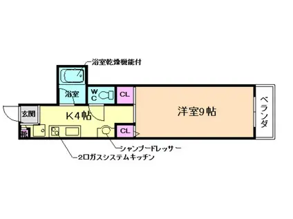 山仁サツキハイツII(1DK/3階)の間取り写真