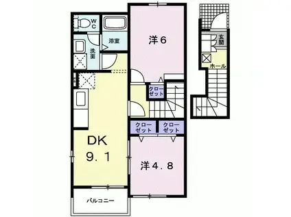 サンリットガーデンIII(2DK/2階)の間取り写真