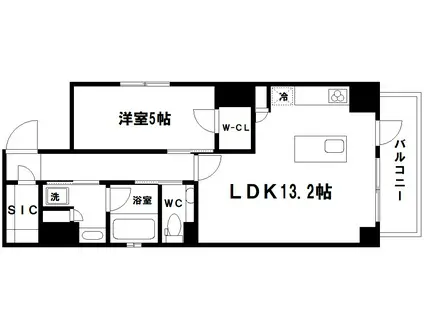 リンクハウス心斎橋(1LDK/3階)の間取り写真