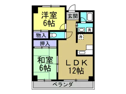 ユートピアタウンII(2LDK/1階)の間取り写真