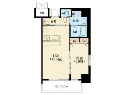 ラクラス本町東(1LDK/15階)の間取り写真