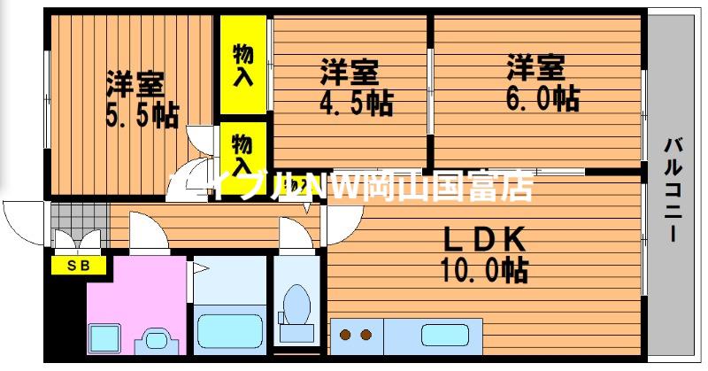 ネクスト倉田 東館(3LDK/7階)の間取り写真