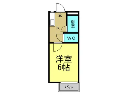 奥田アパートメントII(1K/2階)の間取り写真