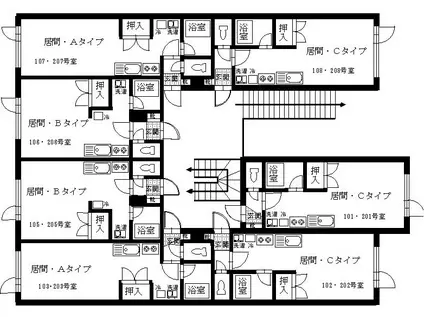 シーサイドヒルズIII(ワンルーム/2階)の間取り写真