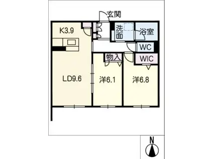 シャーメゾン長良西(2LDK/1階)の間取り写真