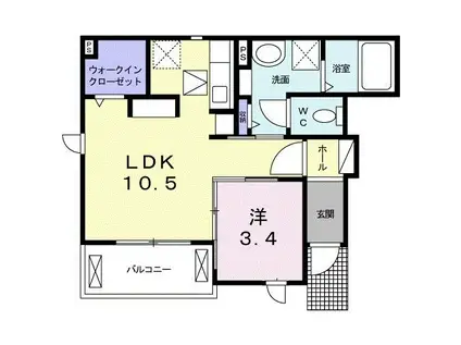 レジデンスI(1LDK/1階)の間取り写真