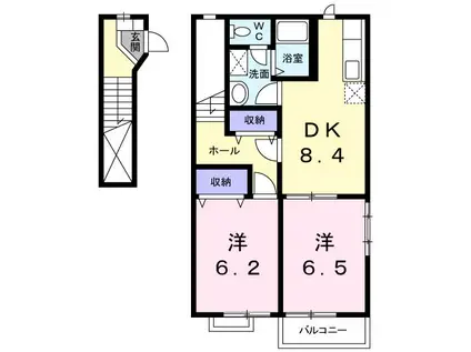 モデルノカーサシノヤマ(2DK/2階)の間取り写真