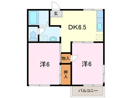 シャルマン豊(2DK/2階)の間取り写真