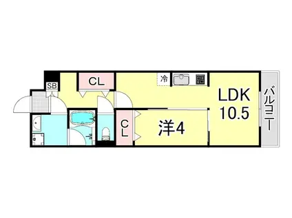 シティゼット西宮(1LDK/4階)の間取り写真