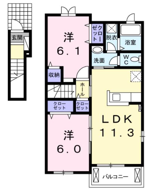 ルミエール(2LDK/2階)の間取り写真