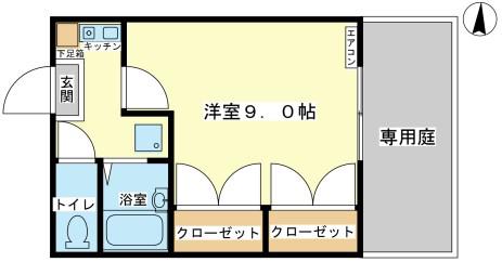 フォレスト光(1K/2階)の間取り写真