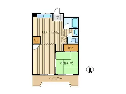 矢澤ハイツ(1LDK/2階)の間取り写真