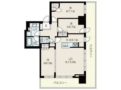 ライオンズタワー札幌(3LDK/15階)の間取り写真