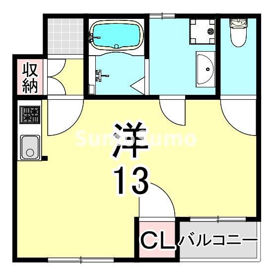 平野レジデンス(ワンルーム/3階)の間取り写真