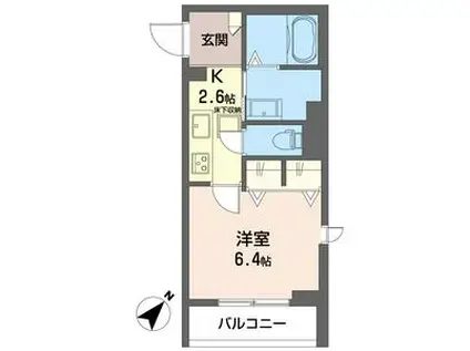 フェリーチェII(1K/1階)の間取り写真