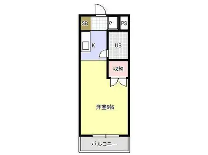 キャンパスシティー弥生(ワンルーム/2階)の間取り写真