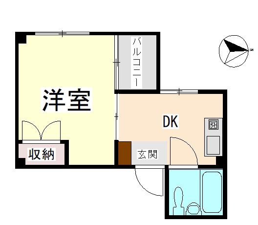 シティハイツ助任(1DK/3階)の間取り写真