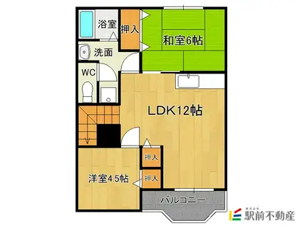 クレストール福井A(2LDK/2階)の間取り写真