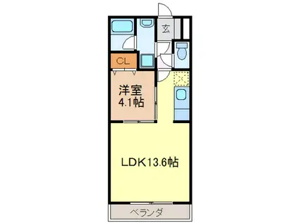 クイーンヒルズ(1LDK/3階)の間取り写真
