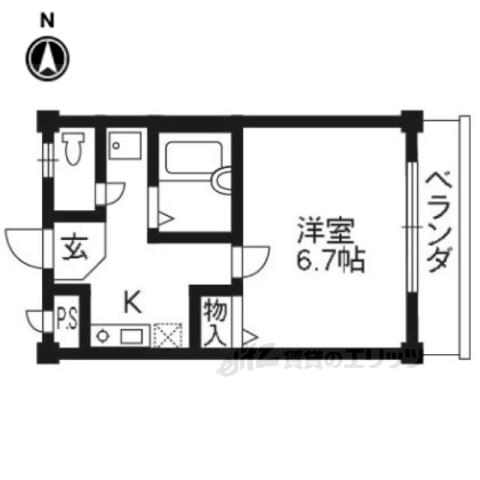 AFTERBASE樫原(1K/3階)の間取り写真