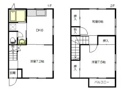 ミルトニア(3DK/1階)の間取り写真