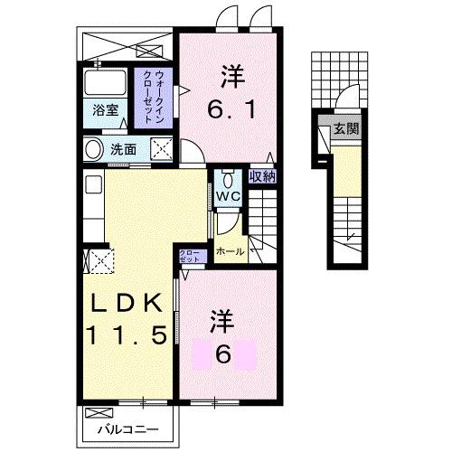 ラ・ルーチェ(2LDK/2階)の間取り写真