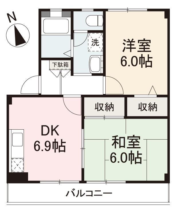 フォブール備前(2DK/2階)の間取り写真