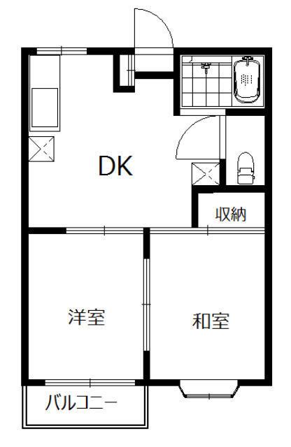 グランドールコートA(2DK/2階)の間取り写真