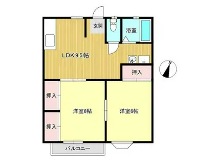 グランボヌールOKAMOTO(2DK/2階)の間取り写真