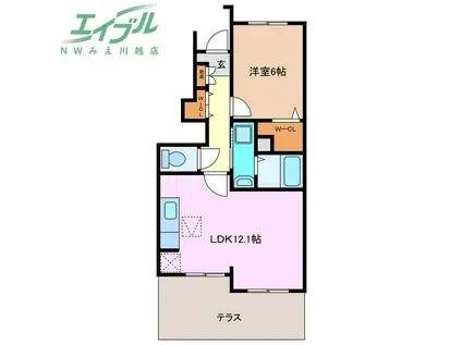 フィロス ガーデン II(1LDK/1階)の間取り写真