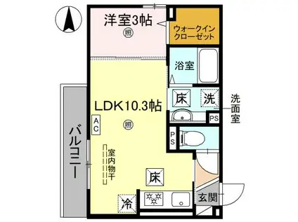トリシアシャトー(1LDK/1階)の間取り写真