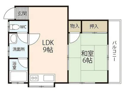 アパートAMI(1LDK/2階)の間取り写真